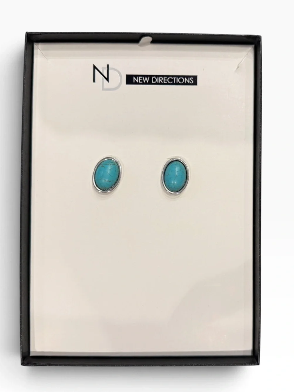 New Directions Faux Turquoise Statement Necklace Earrings Set Silver Western